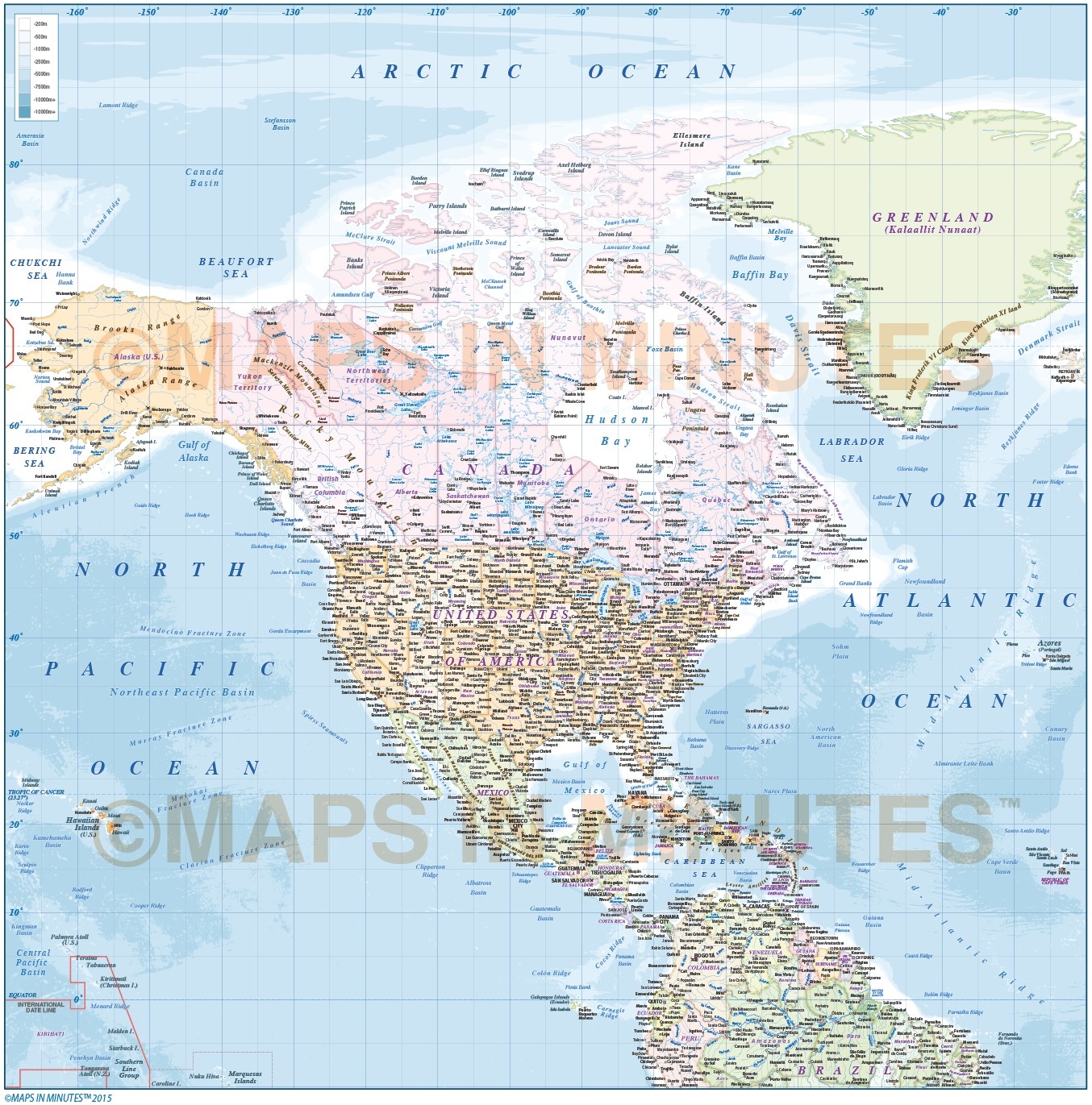 North America Detailed Political Map In Illustrator Ai