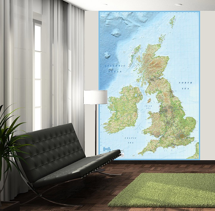 World Political With Ocean Floor Contours Style Map 4 Piece Large
