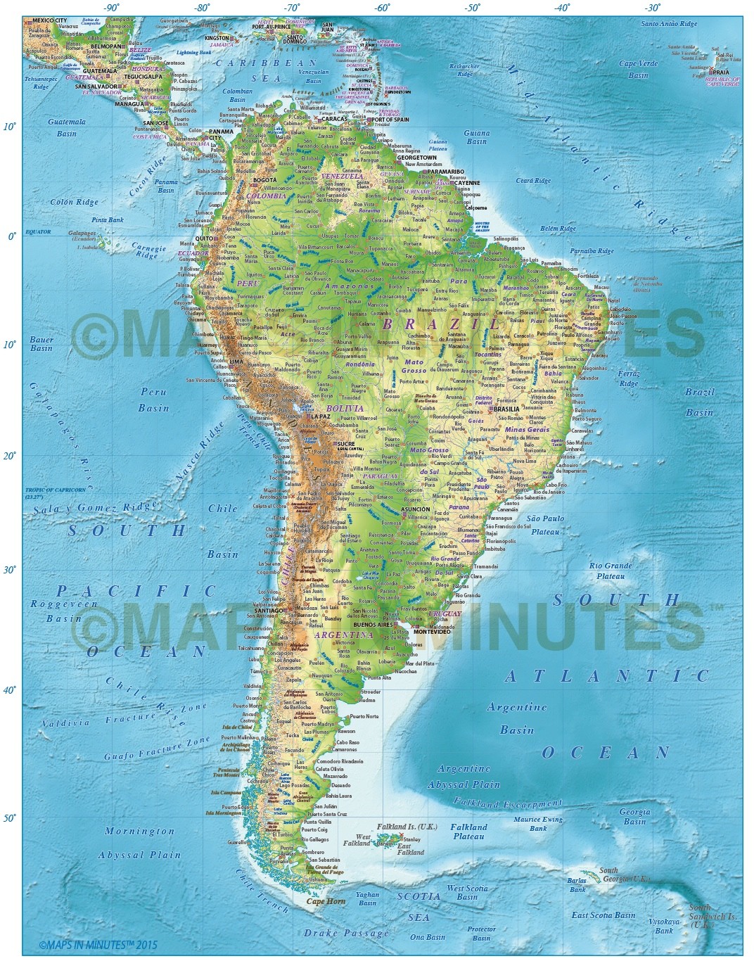 Digital vector North and South America Political map 10,000,000 scale