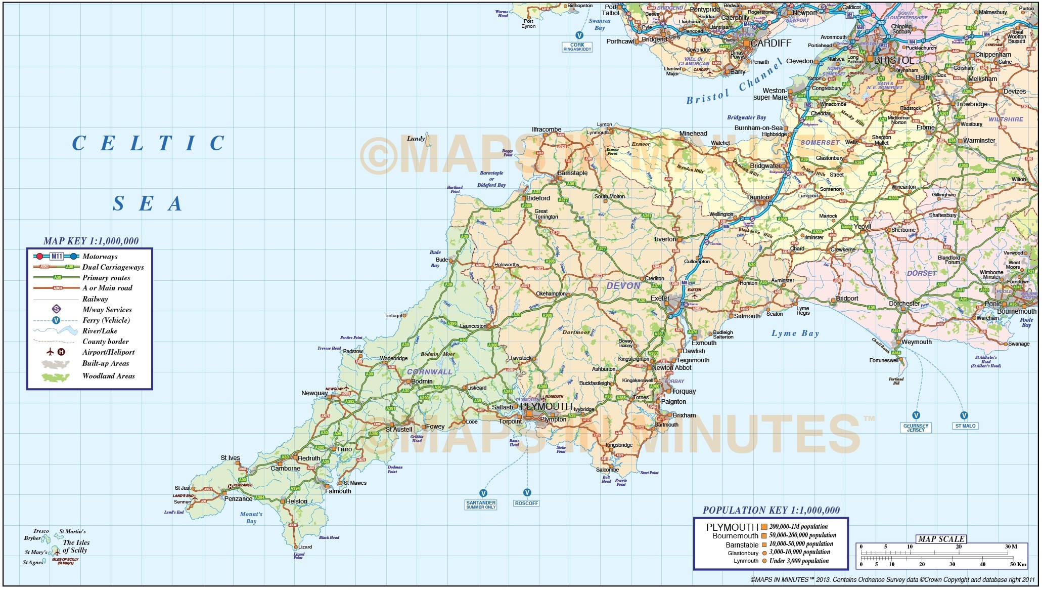 Map Of South West England - Maping Resources