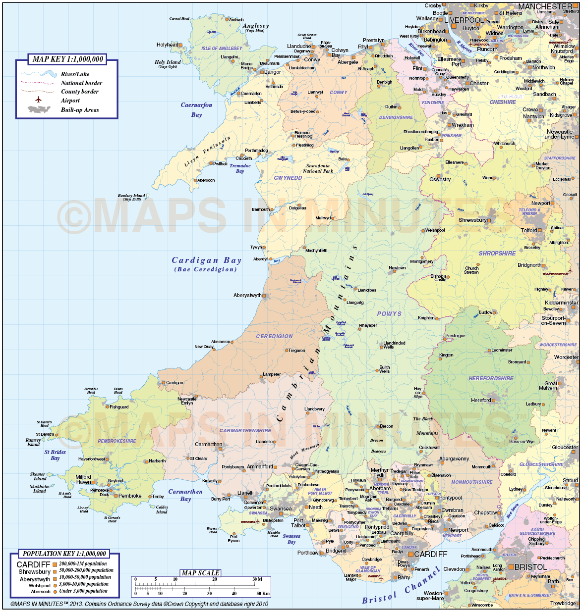 Wales Basic County Map 1m Scale Wales Maps British Isles UK Maps Wales Basic County Map 1m Scale Wales Maps British Isles UK Maps
