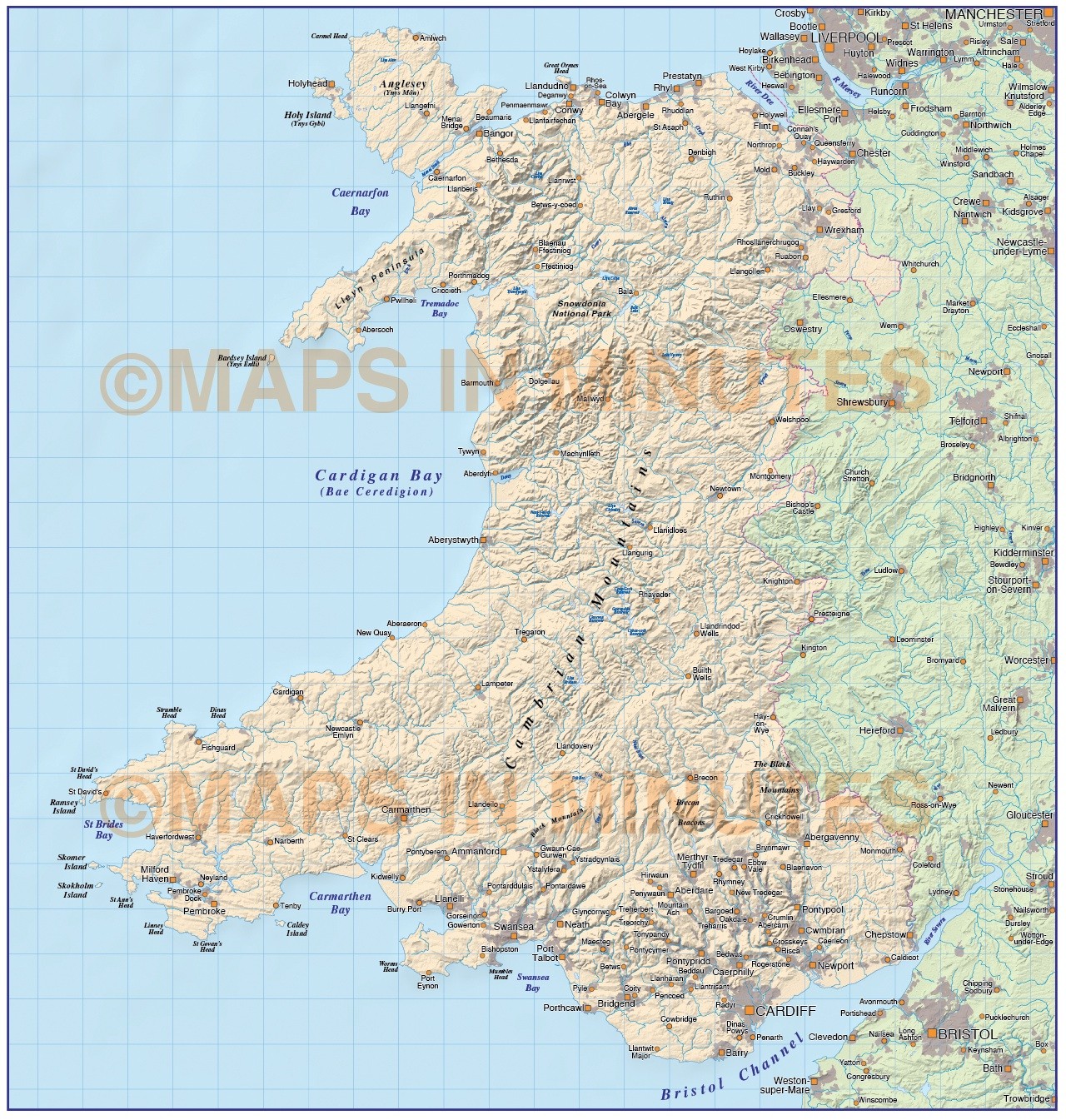 Wales Basic County Map 1m Scale Wales Maps British