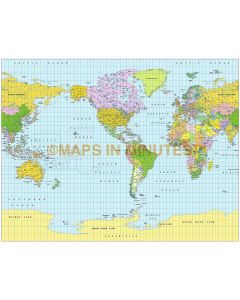 Gall Projection World map (US centric) @ 50M scale