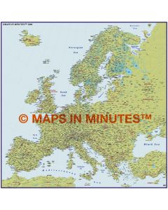 Europe Political Road Map plus Duocolour Physical Relief