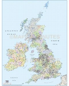 Vector British Isles County Region map @1,000,000 scale