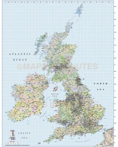 British Isles 1st level Political Road & Rail map @1,000,000 scale