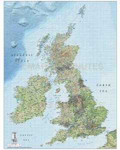 British Isles 1st level Political Road & Rail map @1,000,000 scale relief main