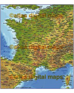 MIM France 4M scale Strong Contour Relief map (Conical projection)
