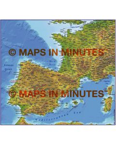 MIM Iberia/France 4M scale Strong Relief map (Conical projection)