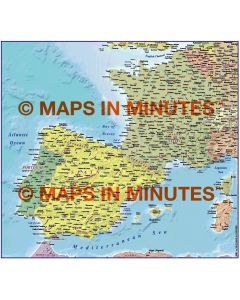 MIM Iberia/France 4M scale Political Relief map (Conical projection)