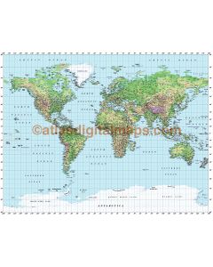 Gall World Political Vector plus Relief Map Regular colouring