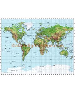 Gall World Political Vector plus Relief Map Strong colouring