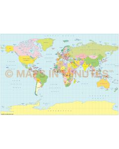 Vector World map. B.S.A.M. projection. Small scale Political UK centric