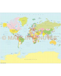 Vector World Map, Kharchenko-Shabanova Projection @100m scale UK-centric Political 
