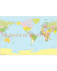 Vector World map. B.S.A.M. projection. Small scale Political US centric