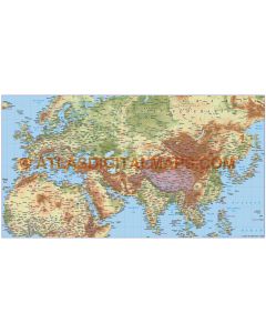 Digital vector europe asia north africa large relief map in illustrator format