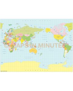 Vector World map. Miller Projection @100m scale Japan centric 