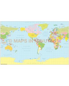 Vector World map. Braun projection digital map in Illustrator and PDF formats