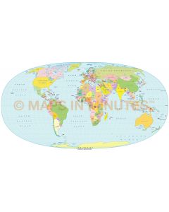 Hyperellyptical Projection 100m scale UK centric Political World Map