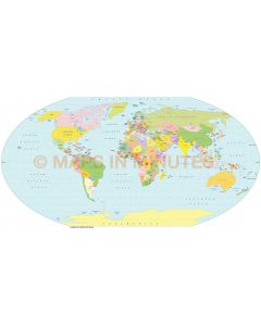 Vector World map. Denoyer projection digital map in Illustrator and pdf format.