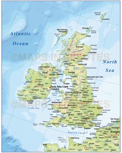 Vector British Isles UK map, Basic Country with regular contour relief @4,000,000 scale. Royalty free, Illustrator and pdf formats.