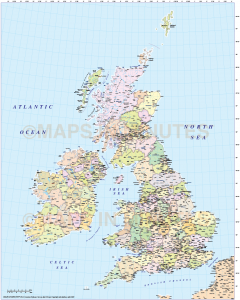 British Isles County Administrative map @5,000,000 scale