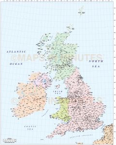 Vector British Isles UK map, Basic Country level @5,000,000 scale in Illustrator and PDF formats. Royalty free