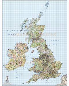 British Isles 1st level Political Road & Rail map @750,000 scale
