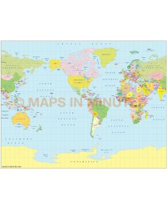 Digital vector world map, small scale, royalty free
