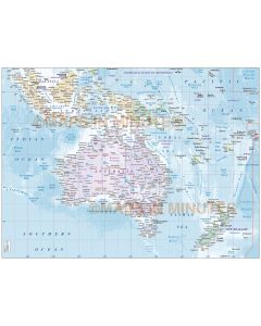 Vector map of Australasia. Australia Continent country map with high resolution ocean floor contours @10m scale
