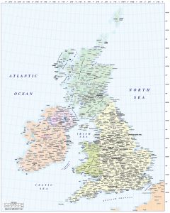 Vector British Isles UK Basic Country map @5,000,000 scale EZRead