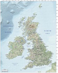 5M scale British Isles Country EZRead Old Style Relief map