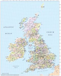 Digital vector British Isles UK County EZRead map @5,000,000 scale