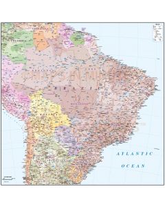 Vector Brazil map, Deluxe Political Road & Rail showing all the map detail with first level divisions for all countries