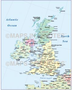 Digital vector British Isles UK map, Simple EZRead Country level @4,000,000 scale in Illustrator and PDF formats