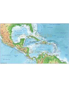 Caribbean relief map @10m scale showing land and ocean floor relief