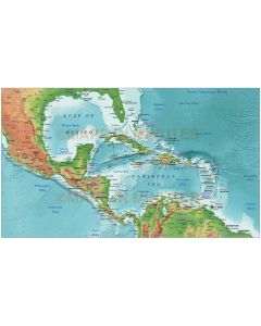 Digital vector Caribbean relief map @10m scale showing land and ocean floor relief