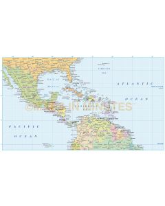 Basic Central America and Caribbean Political Map @10m scale