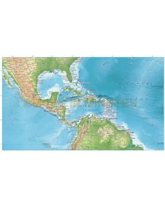 Central America & Caribbean relief map @10m scale showing land and ocean floor terrain, Illustrator CS formats.