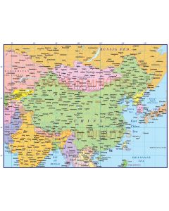 China Political Country Map @10m scale