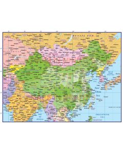 China Political Country Map @10m scale showing first level fills turned on