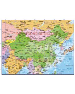 Digital vector China Political Country Map @10m scale showing first level Province fills turned on