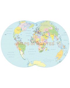 Buy Digital World Political Map with Countries, Dietrich-Kitada projection, Euro-centric, A4, Illustrator format online