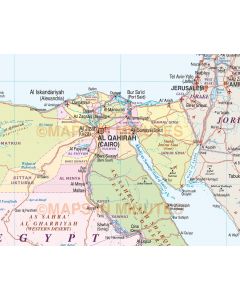 Egypt Deluxe Map 1st level Political with Roads and Rail