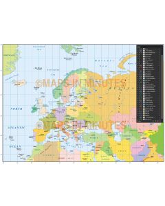 Digital vector map of Eurasia Simple Political Country Style @10m scale