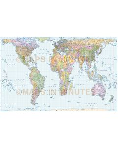 Digital vector map, Gall Orthographic Projection Political World Map (UK centric) @10M scale