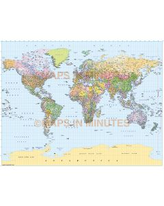 Digital vector World Map, Illustrator CS format, Political style in Gall projection large scale. Royalty free.