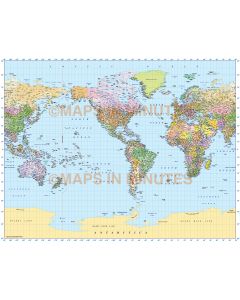 Digital vector map, Political World Map Gall Projection (US centric) @10M scale