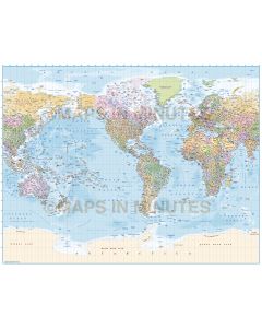 Digital vector map, Gall World Map with insets and ocean floor contours. Illustrator CS formats