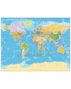 Gall Projection (UK centric) @50M scale with Sea contours